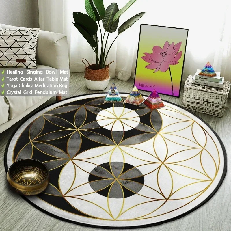 Yin Yang Taiji Round Rug Flowe - Acupressure Mat Set recension och pris