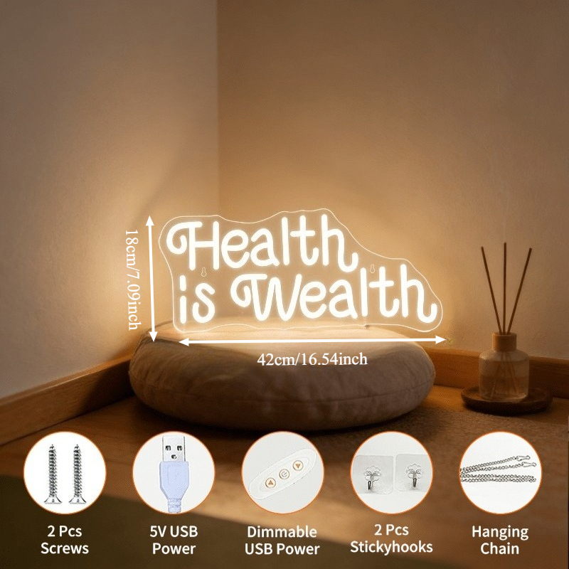Health is Wealth Neon Sign LED - Health Wellness And Lifestyle recension och pris